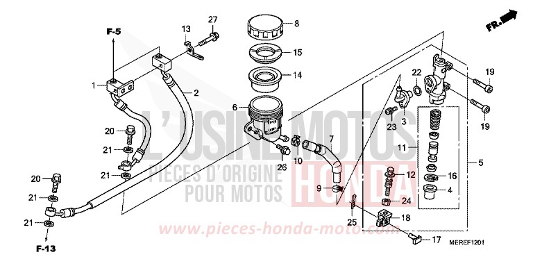 REAR BRAKE MASTERCYLINDER (CBF600SA/NA) de CBF600N ABS PEARL AMBER YELLOW (Y200) 2009